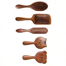 Pente de Massagem de Almofada de Ar de Sândalo da Moda, Pente de Madeira Pequeno e Compacto com Almofadamento de Bolsa de Ar, Cuidados Corporais para Viagem, Ar Livre, Esporte, Escritório, Escola, Grampos de Cabelo, Acessórios de Cabelo Coração Valentim Coração Valentim