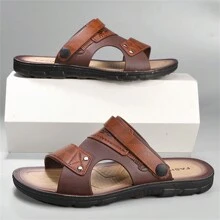Men's Versatile Summer Breathable Slippers Sandals, Suitable For Driving And Student Wear, Anti-Slip - Brown - View 2