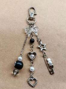 1 szt., Modny, ręcznie robiony brelok z żywicy z koralikami - styl punkowy, damski dodatek z klamrą w kształcie homara, zawieszka do torby samochodowej, szkolna gwiazda, uroczy gotycki Y2k