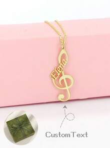 1 pièce collier personnalisé avec clé de sol gravée, collier de note avec nom, pendentif personnalisé avec symbole musical, cadeau parfait pour les amoureux, les amis, la Saint-Valentin, l'anniversaire, cadeau de luxe romantique pour la Saint-Valentin et l'anniversaire, boîte cadeau mode et casual, cadeau pour les musiciens. Fête des mères.