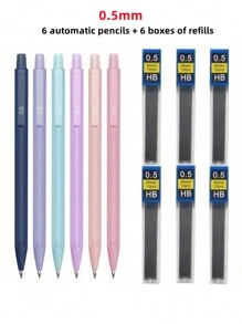 自动铅笔套装 0.5mm/0.7mm，6 色外壳自动铅笔，轻巧舒适握感，适合书写和绘画自动铅笔，可伸缩 0.5/0.7mm 笔尖，适用于书写、绘画、素描、学校办公用品、学生学习用品返校礼物 - 彩色 - 查看 8