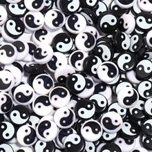 50pcs 7mm/25pcs 11mm Black & White Acrylic Yin Yang Pattern Spacer Beads, For Decoration, DIY Bracelets, Necklaces, Earrings Accessories