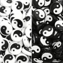 50pcs 7mm/25pcs 11mm Black & White Acrylic Yin Yang Pattern Spacer Beads, For Decoration, DIY Bracelets, Necklaces, Earrings Accessories