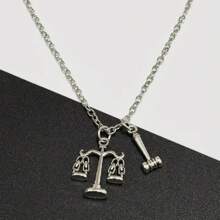 1 pieza Collar con péndulo con balanza de justicia, libro, para abogado, graduado en derecho, trabajador judicial - Plateado - Ver 1