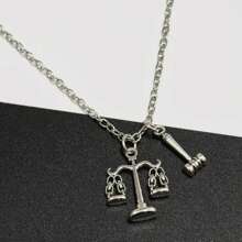 1 pieza Collar con péndulo con balanza de justicia, libro, para abogado, graduado en derecho, trabajador judicial - Plateado - Ver 4