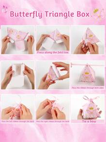 10 PEÇAS Caixas de Lembrancinhas de Festa de Borboleta Rosa, Caixas de Presente de Papel Triângulo Mini Borboleta e Floral, Caixas de Doces e Presentes com Tema de Festa, Decoração para Festa de Aniversário de Casamento e Princesa