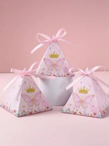10 PEÇAS Caixas de Lembrancinhas de Festa de Borboleta Rosa, Caixas de Presente de Papel Triângulo Mini Borboleta e Floral, Caixas de Doces e Presentes com Tema de Festa, Decoração para Festa de Aniversário de Casamento e Princesa