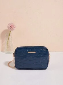 1pc Girls' Crocodile Pattern Cute Minimalist Chain Crossbody Square Bag, Suitable For Daily Use, Best Gift Choice - M813B - View 8