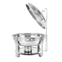 HYYKJ-US 7.5L Stainless Steel Round Chafing Dish Buffet Chafer Food Warmer Container +Lid - 1 - View 12