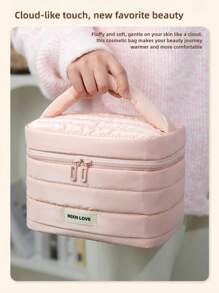 1 szt. Duża pojemność kosmetyczki, przenośna kosmetyczka, duża pojemność podróżna kosmetyczka organizer, czarna kosmetyczka dla kobiet dla dziewcząt podróżujących z uchwytem i przegrodą, wodoodporna kosmetyczka podróżna organizer na akcesoria, szampon, pełnowymiarowy pojemnik, kosmetyki, boho vibes, na wakacje na plaży, kolekcja łazienkowa, kolekcja sypialniana, duża pojemność