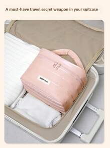 1 szt. Duża pojemność kosmetyczki, przenośna kosmetyczka, duża pojemność podróżna kosmetyczka organizer, czarna kosmetyczka dla kobiet dla dziewcząt podróżujących z uchwytem i przegrodą, wodoodporna kosmetyczka podróżna organizer na akcesoria, szampon, pełnowymiarowy pojemnik, kosmetyki, boho vibes, na wakacje na plaży, kolekcja łazienkowa, kolekcja sypialniana, duża pojemność