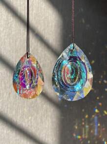 1 Stück großer Kristall Sonnenfänger Prisma, Glas Prisma zum Aufhängen als Sonnenfänger, Regenbogenerzeuger für Fenster, Balkon, Küche, Garten Dekoration, Feiertage, Feste