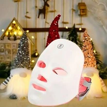7-Color LED Light Photon Facial Mask, Rechargeable Touchscreen Adjustable Photon Therapy Face Mask, Soft Silicone Portable Home Facial Beauty Device, Best Gift For Valentine's Day - White - View 1