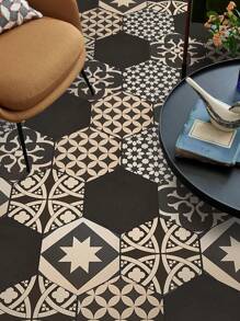 SUPSTICKER 1/7/14pcs Black White Patchwork Hexagon Floor Stickers, Peel And Stick Waterproof Anti-Slip, For Entryway Kitchen Bathroom Balcony - Multicolor - View 3