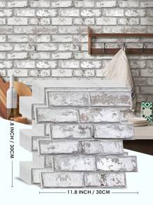 10pcs 3D Wall Panel, Faux Brick Wall Tiles For Living Room, Peel And Stick Backsplash For Kitchen Wall, Brick Tile Stickers Waterproof Bathrooom, Home Decor