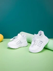 New Kids Simple Breathable Mesh Soft Bottom Non-Slip Lightweight Slip-On Outdoor Casual Sports Shoes, Suitable For All Seasons - White - View 10