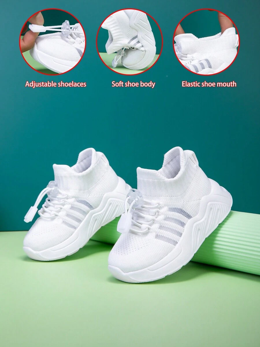 New Kids Simple Breathable Mesh Soft Bottom Non-Slip Lightweight Slip-On Outdoor Casual Sports Shoes, Suitable For All Seasons