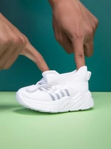 New Kids Simple Breathable Mesh Soft Bottom Non-Slip Lightweight Slip-On Outdoor Casual Sports Shoes, Suitable For All Seasons - White - View 11