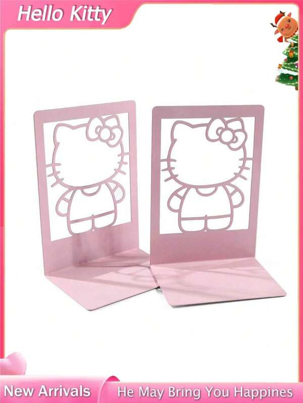 Sanrio 1 peça Hello Kitty Hollow Book Stand L-Forma Metal Corte Livro Pelo Suporte Para Separar O Clipe Do Livro Telescópico Desktop Armazenamento Fixo Simples Book Stand