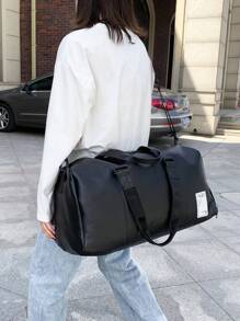 1 件新款时尚大容量多功能纯色防水耐磨 PU 皮革带干湿分离袋和独立鞋仓旅行包适合男女度假、运动试穿、旅行商务和返校化妆包洗漱包洗漱旅行包化妆品收纳海滩沙滩包度假必需品学校用品旅行必需品女士大学宿舍浴室