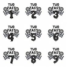 2pcs/Set "TWO FAST" Aluminum Foil Number Balloons 1-9,Racing Theme Birthday Party Decorations,Lighting Mcqueen Party,Racing Party Decor,Race Car Party Favors