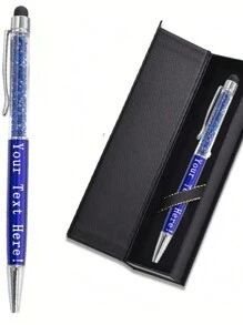 1 Set Custom Metal Ballpoint Pen Gift Box, Personalized Engraved Crystal Rhinestone Style Couple Ballpoint Pen, Telescopic Stylus Pen, Suitable For Anniversary, Birthday, Personalized Gift Back To School - Multicolor - View 14