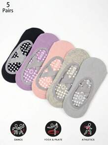 2/4/5 pares de calcetines tipo tripulación con agarre acolchado antideslizante para mujeres, aptos para Pilates, yoga, gimnasia, baile y entrenamiento deportivo
