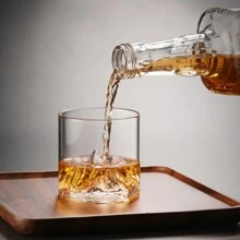 4 pièces Tasse à whisky inspirée de la montagne, en verre borosilicaté transparent durable et facile à nettoyer, sans assemblage requis