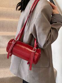 1pc Women's Retro Red Round Handbag, High-End Niche Cross-Body Bag, Bridal Purse, Wedding Bag, Valentine's Day Gift - Red - View 6