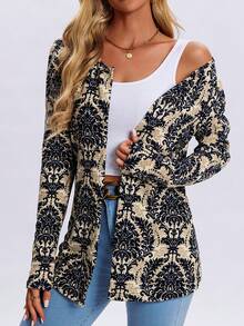 1pc Retro Paisley Pattern Jacket, Spring Autumn New Style Stand Collar Blouson Long Sleeve Bomber Jacket, Unlined