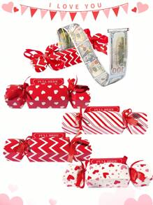 4/1pc Valentine's Day Surprise Money Pull Pouch, Red Heart Surprise Pull Out Money Gift Box, DIY Rectangle Christmas Money Pull Pouch Kit For Cash Gift, Fun Ways To Give Cash, Suitable For Valentine's Day, Wedding Anniversary, Birthday Party, Home Decoration