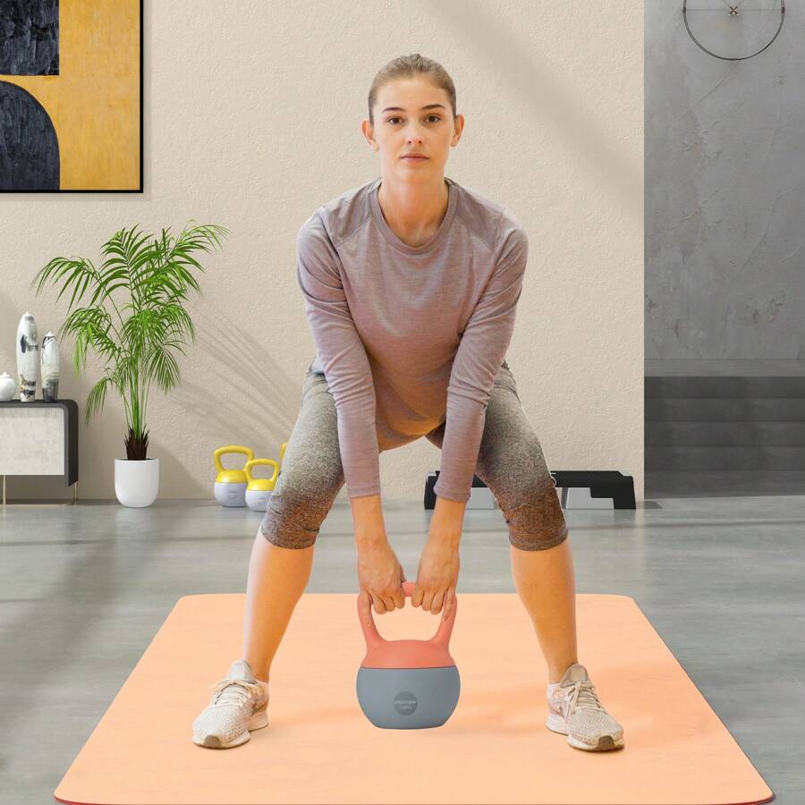 SPORTNOW Soft Kettlebell, 10kg Kettle Bell With Non-Slip Handle For Home Gym Weight Lifting And Strength Training - 橘色 - 查看 1