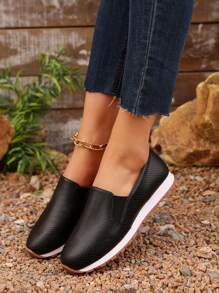 Zapatos planos informales para mujer con banda elástica y detalles dorados