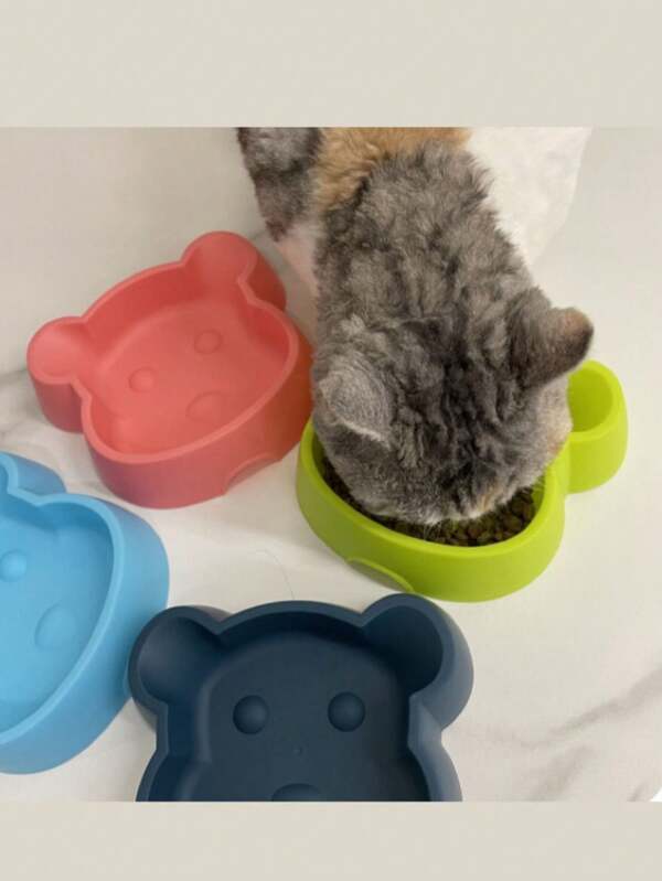 1pc Thickened Small Bear Shaped Slow Feeder Pet Bowl, Anti-Choke & Anti-Slip Design Ideal For Cats Or Small Dogs