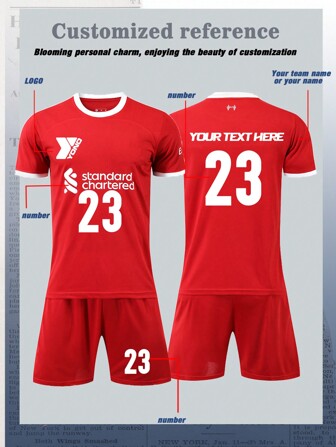 Customized Logo For Youth Girl's Sportswear, Personalized Customization DIY, Customization Belongs To You Uniquely"-2024 Customizable Liverpool-Inspired Teen Girls Football Kit (Ages 13-16) - Personalized Jersey And Shorts Set, Home Design Style"