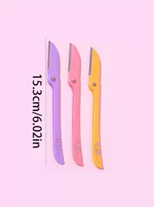 9pcs/6pcs/3pcs Portable Beauty Tool Kit, Mini Stainless Steel Eyebrow Face Hair Razor With Printed Handle