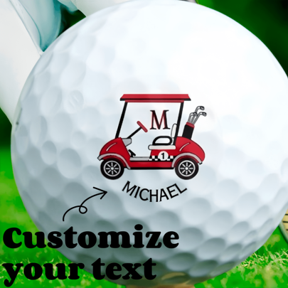Customized 12/20pcs Golf Balls, Personalized Your Name Under The Red Cart, Round Rubber Two-Layer Practice Golf Balls, Outdoor Sports Customized Balls, Suitable For Team Sports, New Year, Valentine's Day, Best Gift For Family And Friends Who Love Golf