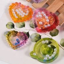1 pieza Molde de corazón con arena que fluye para DIY de pegamento de cristales, molde de silicona con forma de corazón para llavero, colgante y regalos
