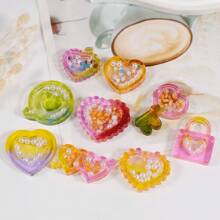 1 pieza Molde de corazón con arena que fluye para DIY de pegamento de cristales, molde de silicona con forma de corazón para llavero, colgante y regalos