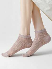 8 Pairs Women Colorful Cute, Invisible Socks, Low-Cut, Breathable, Soft & Comfortable, Suitable For Daily Office Wear, Spring/Summer And Festivals, Ultra-Thin Mid-Calf Socks