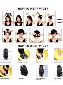 YEWELL 26 Inch Jellyfish Straight Bangs Wig, Synthetic Heat Resistant Wig, Pink, Blue, Green, Black, Gold, White Long Straight Hair Wig, Suitable For Women, Easy To Manage Synthetic Heat Resistant Wig, Middle Part Straight Hair Wig, Natural Soft Fiber Wig, Suitable For Women's Daily Wear - Multicolor - View 11