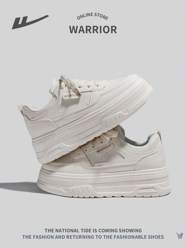 WARRIOR 1 Paio di Sneaker Casual con Platform e Lacci per Donna, Scarpe Bianche Classiche, di Nuovo Stile alla Moda e Confortevoli, con Suola Spessa e Antivento Impermeabili, Aumentano l'Altezza