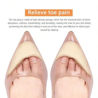2 piezas de relleno de dedos de espuma suave, protector de punta de zapato para zapatos grandes, adecuado para tacones altos, zapatos casuales, zapatos deportivos