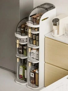 1 pieza Gabinete deslizante delgado de espacio reducido, adecuado para cocina, baño, estantes de cajones multifuncionales - Gris Oscuro - Ver 3