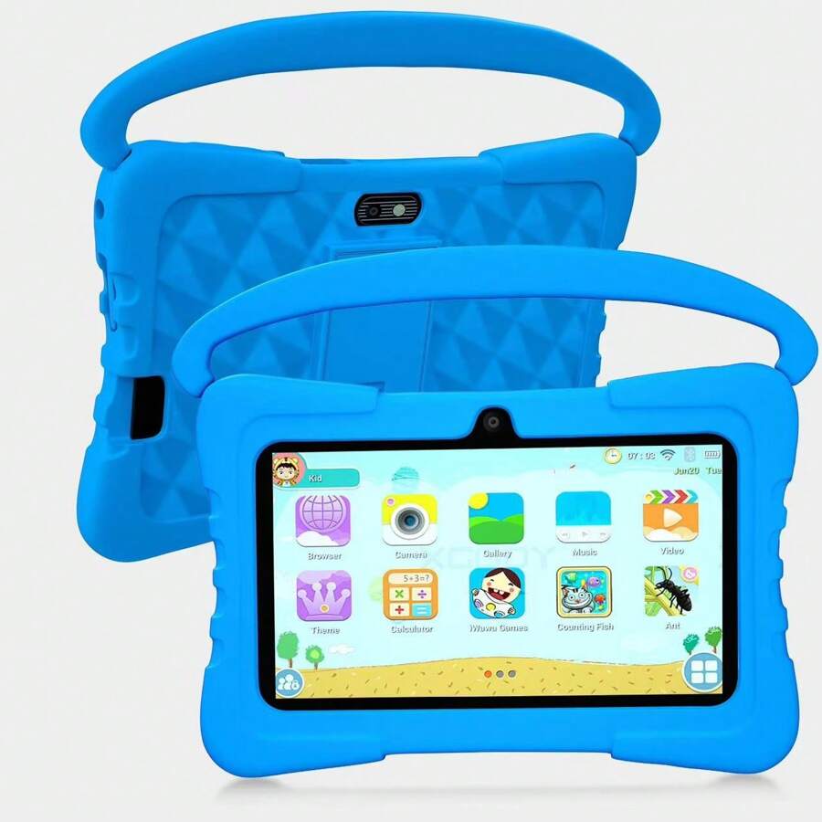 "7-Inch Children's Tablet With Silicone Case & Whimsical Hanging Strap – The Perfect Blend Of Protection And Fun!" - Blue - View 1