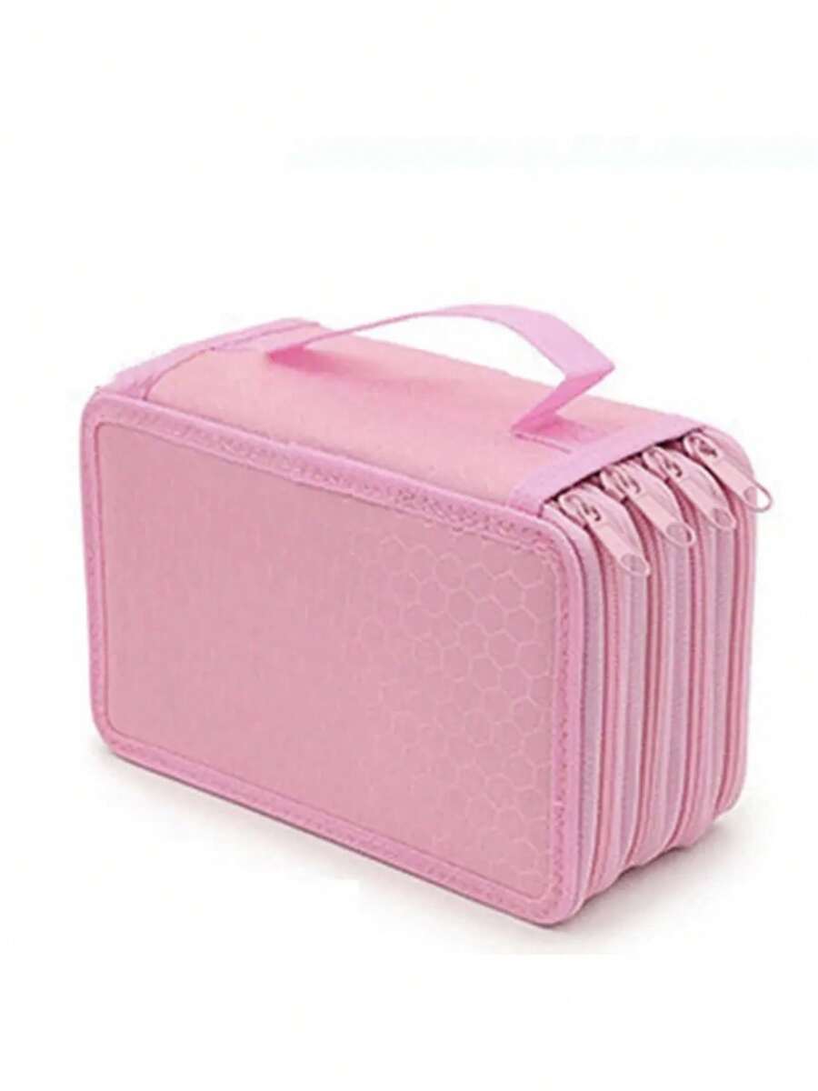 School Pencil Case/Box Pencil Case/Four Layer Pencil Case With 72 Color Holes/School Supplies/Stationery Back To School - Hồng - Xem 1