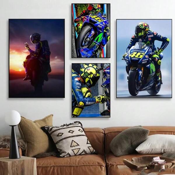 1 peça pôster de arte de parede sem moldura 1 peça pôster de motociclista Rossies pôster vintage impresso à prova d'água decoração de parede de alta qualidade para casa