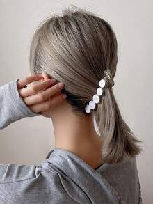 5个/1个极简大理石纹香蕉发夹，优雅女士醋酸纤维豹纹马尾发夹，休闲玳瑁纹大号发夹 - 彩色 - 查看 2