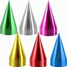 20 Pcs Colorful Birthday Party Hats Party Cone Hats Metallic Foil Cone Hats Birthday Paper Hats (5 Colors) - Multicolor - View 5