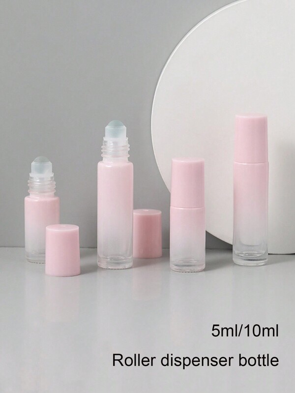1pc/2pcs/4pcs 5ml/10ml Light Pink Ombre Color Roller Ball Bottles Glass Perfume Refillable Containers Thick Glass Makeup Tools